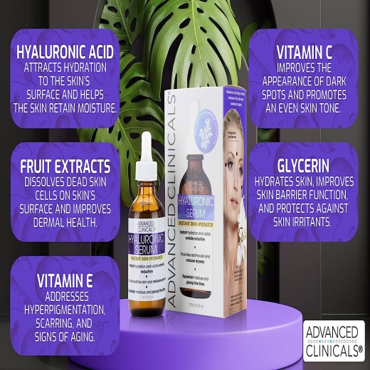 سيروم  الهيالورونيك، مرطب فوري للبشرة- من ادفانسد كلينيكالز