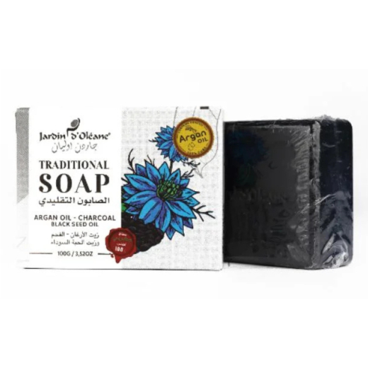 صابونه بزيت الأرغان  الفحم وزيت الحبة السوداء 100 جم - من جاردن اوليان